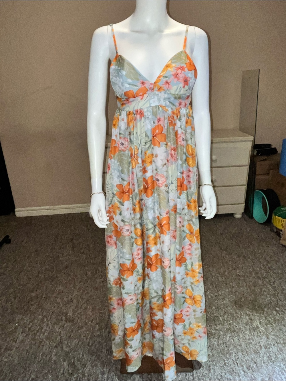 Forever 21 Orange Floral Maxi Dress on Mint